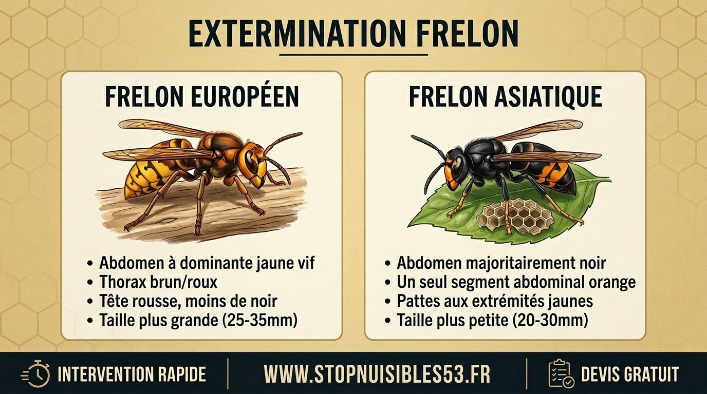 Comparatif frelon asiatique et frelon européen — identification visuelle